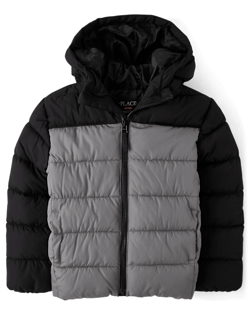 Boys Colorblock Hooded Puffer Jacket