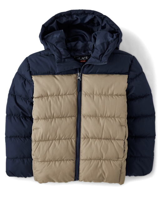 Boys Colorblock Hooded Puffer Jacket