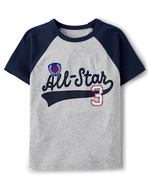 Boys Embroidered Graphic Raglan Top