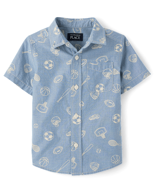 Baby And Toddler Boys Sports Poplin Button Up Shirt