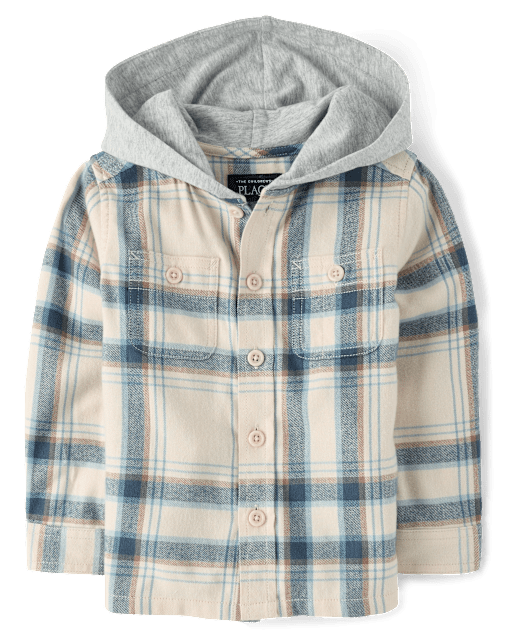 Baby And Toddler Boys Plaid Flannel Hooded Top