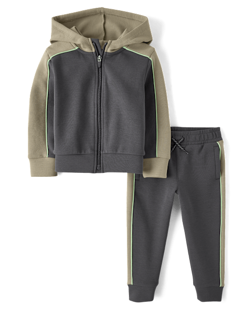 Baby And Toddler Boys Colorblock Scuba 2-Piece Outfit Set