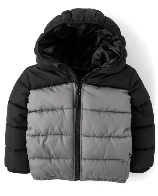 Toddler Boys Colorblock Hooded Puffer Jacket