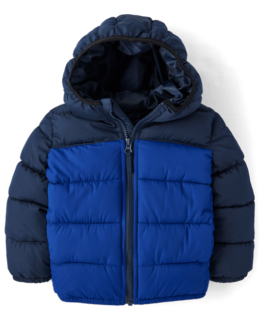 Toddler Boys Colorblock Hooded Puffer Jacket