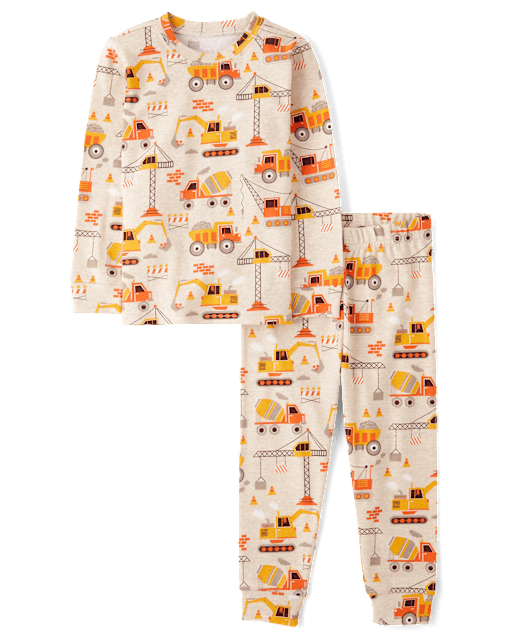 Baby And Toddler Boys Construction Vehicle Snug Fit Cotton Pajamas