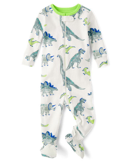 Baby And Toddler Boys Dino Snug Fit Cotton Footed One Piece Pajamas