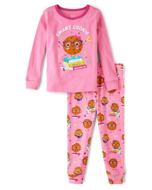 Baby And Toddler Girls Smart Cookie Snug Fit Cotton Pajamas