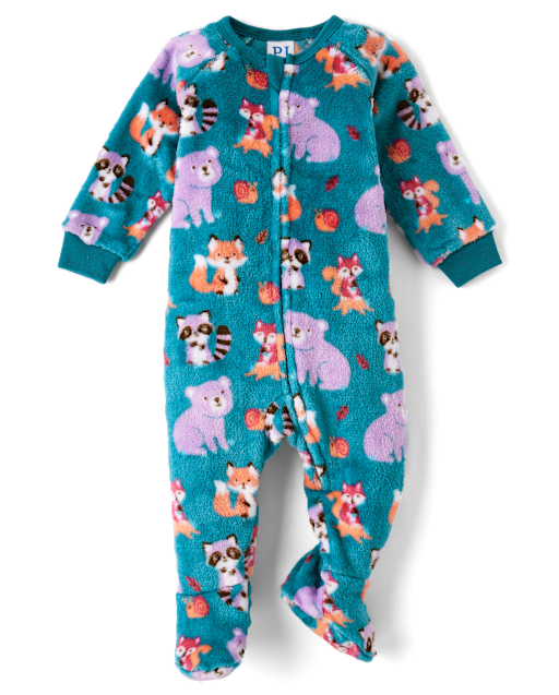 Baby And Toddler Girls Critter Footed One Piece Pajamas - Cozy Fleece