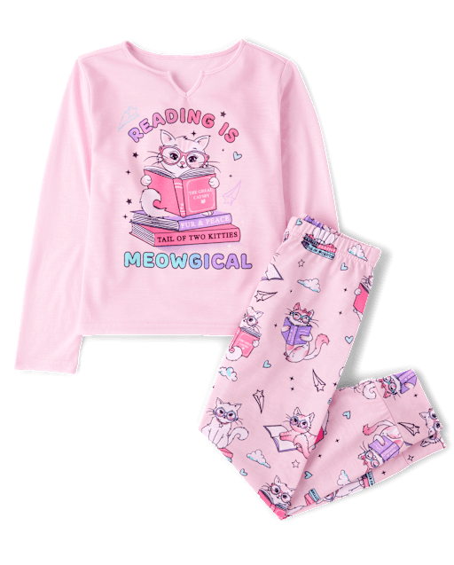 Girls Cat Reading Pajamas
