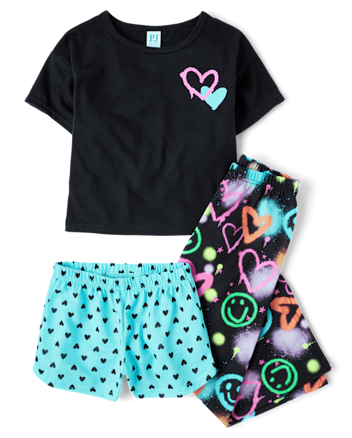 Girls Heart 3-Piece Pajama Set