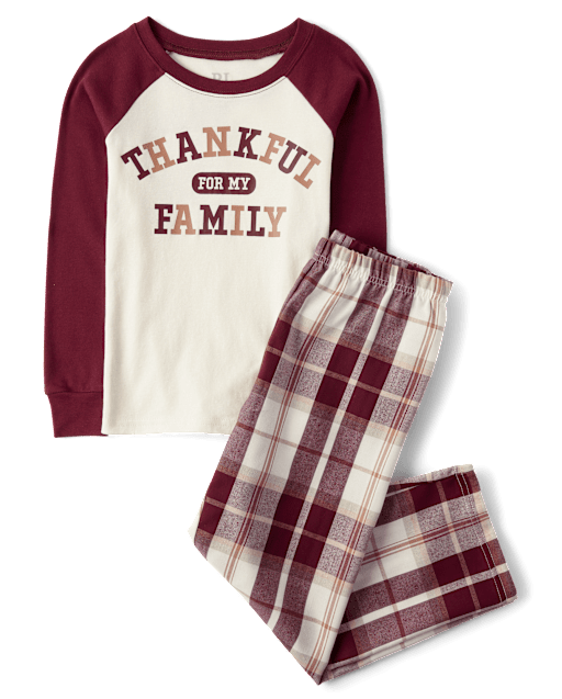 Kids Matching Family Thankful For Family Cotton And Flannel Pajamas