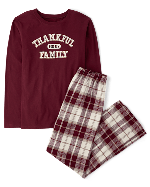 Adult Matching Family Thankful For Family Cotton And Flannel Pajamas