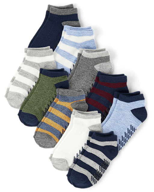 Toddler Boys Striped Ankle Socks 10-Pack