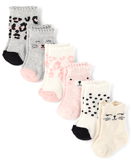 Baby Girls Cat Midi Socks 6-Pack