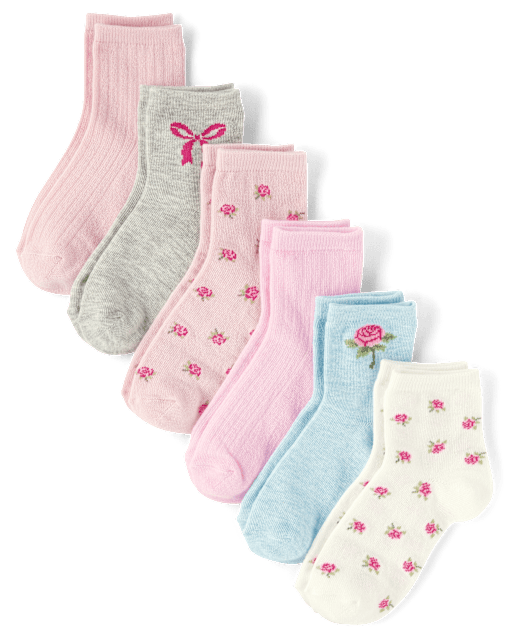 Girls Floral Midi Socks 6-Pack