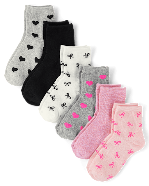 Lot de 6 paires de chaussettes mi-longues à nœud pour fille