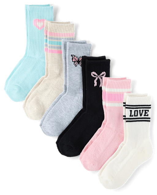 Girls Icon Cushioned Crew Socks 6-Pack
