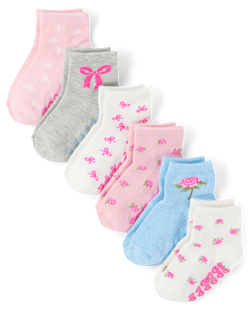 Lot de 6 paires de chaussettes mi-longues à nœud pour petites filles
