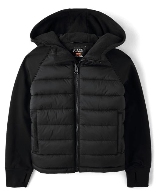 Boys Cozy Tech Microfleece Lined Puffer Jacket