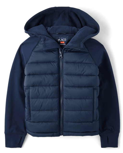 Boys Cozy Tech Microfleece Lined Puffer Jacket