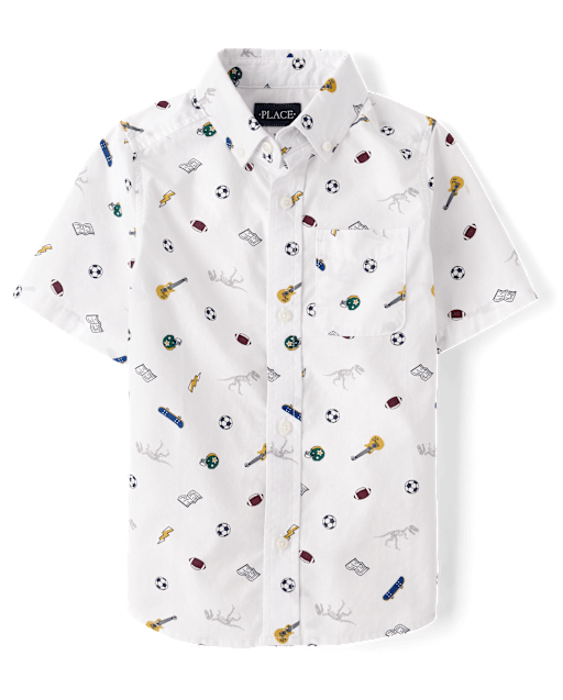 Boys Doodle Poplin Button Up Shirt