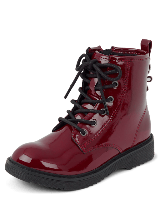 Girls Bow Charm Combat Boots