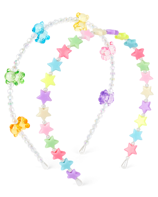 Lot de 2 bandeaux oursons en perles pour filles