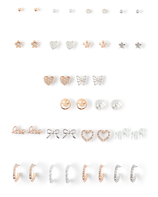 Girls Heart Earrings 20-Pack
