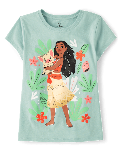 Girls Moana Flowers Graphic Tee