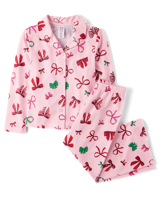 Girls Mommy And Me Holiday Bow Pajamas
