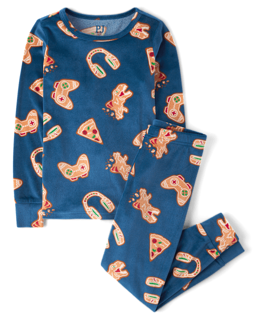 Pyjama en velours ajusté pour garçon, motif pain d'épices