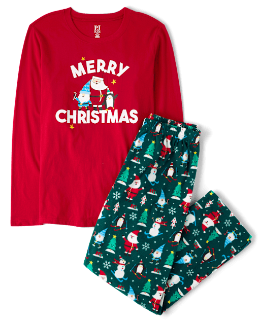 Adult Matching Family Merry Christmas Cotton And Microfleece Pajamas