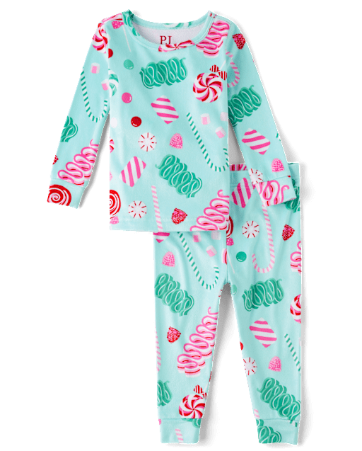 Baby And Toddler Girls Holiday Gummy Velour Pajamas