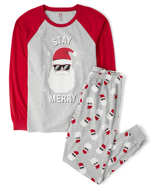 Pyjama assorti en coton pour adultes, motif famille « Glow Stay Merry »