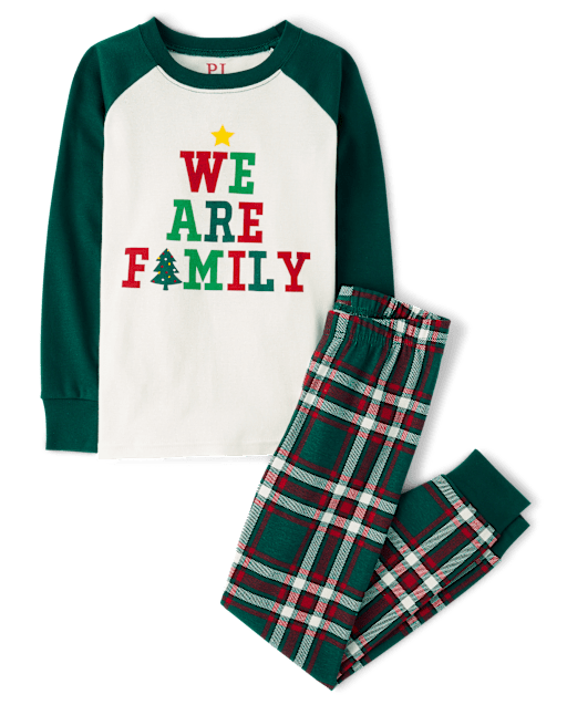 Kids Matching Family We Are Family Snug Fit Cotton Pajamas
