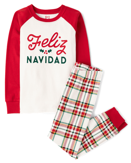 Kids Matching Family Feliz Navidad Snug Fit Cotton Pajamas