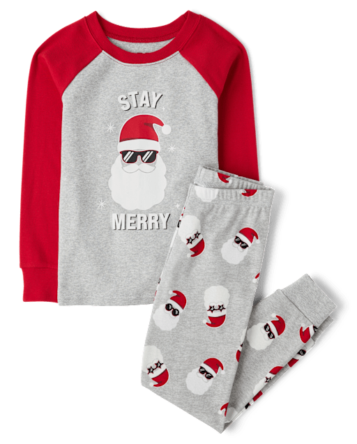 Kids Matching Family Glow Stay Merry Snug Fit Cotton Pajamas