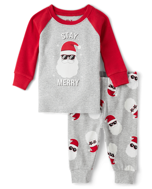 Pyjama en coton ajusté pour bébé et enfant en bas âge, assorti à la famille, « Glow Stay Merry »