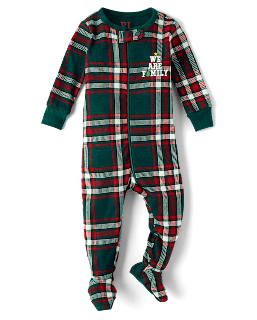 Baby And Toddler Matching Family We Are Family Snug Fit Cotton Footed One Piece Pajamas
