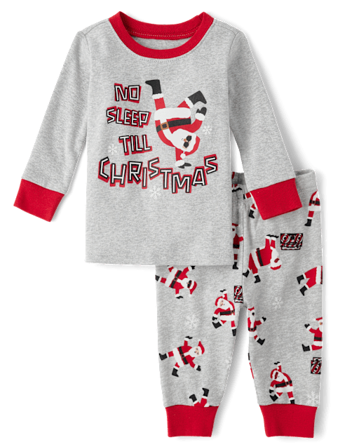 Pyjama ajusté en coton pour bébé et tout-petit, motif Père Noël dansant et lumineux