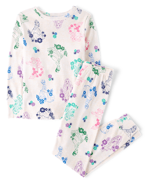 Girls Disney™ Princess Floral Snug Fit Cotton Pajamas