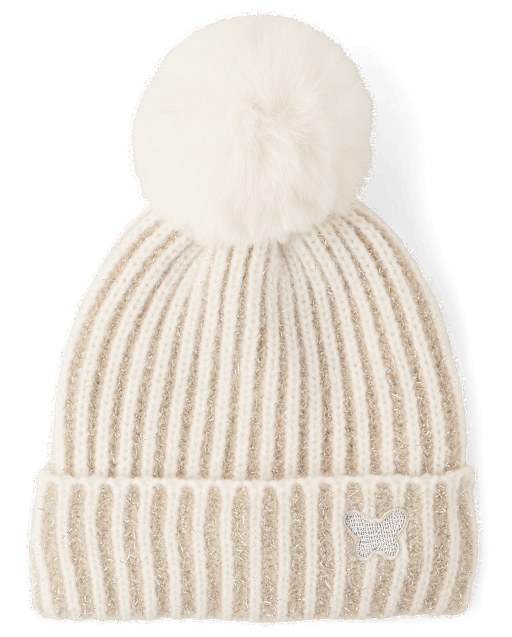 Girls Shimmer Icon Pom Pom Beanie