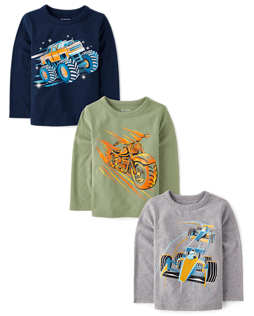 Baby And Toddler Boys Vehicles Graphic Tee 3-Pack