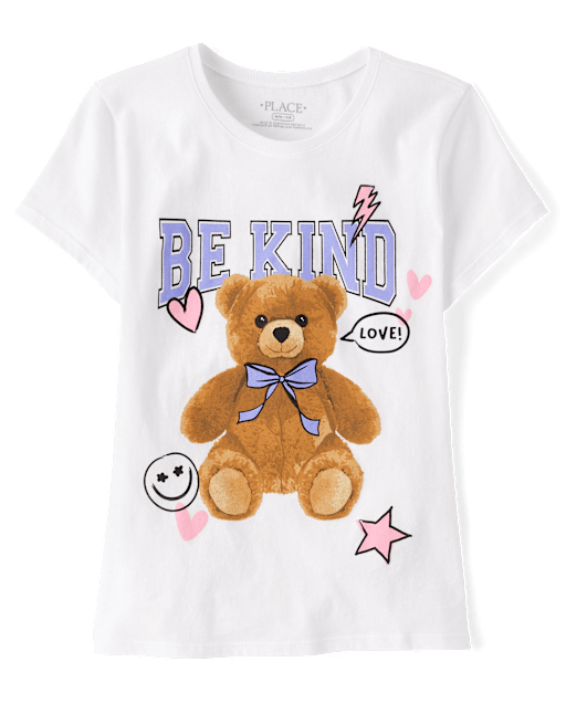 Girls Kind Teddy Bear Graphic Tee