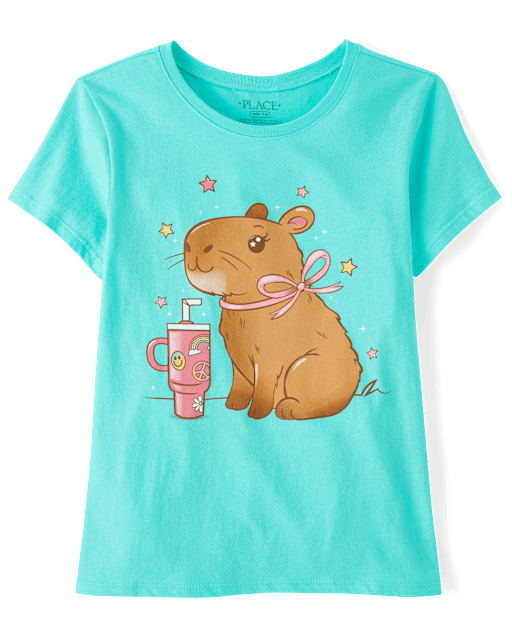 Girls Capybara Tumbler Graphic Tee