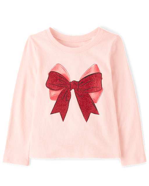 Baby And Toddler Girls Christmas Bow Graphic Tee
