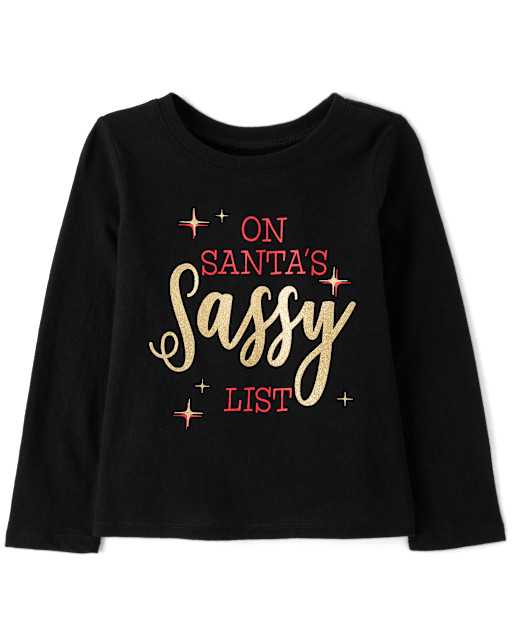 Baby And Toddler Girls Santa's Sassy List Graphic Tee