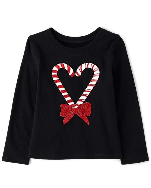 Baby And Toddler Girls Christmas Candy Canes Graphic Tee