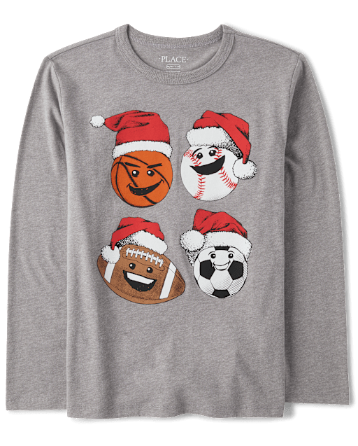 Boys Christmas Sports Balls Graphic Tee