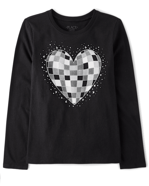 Girls Disco Heart Graphic Tee